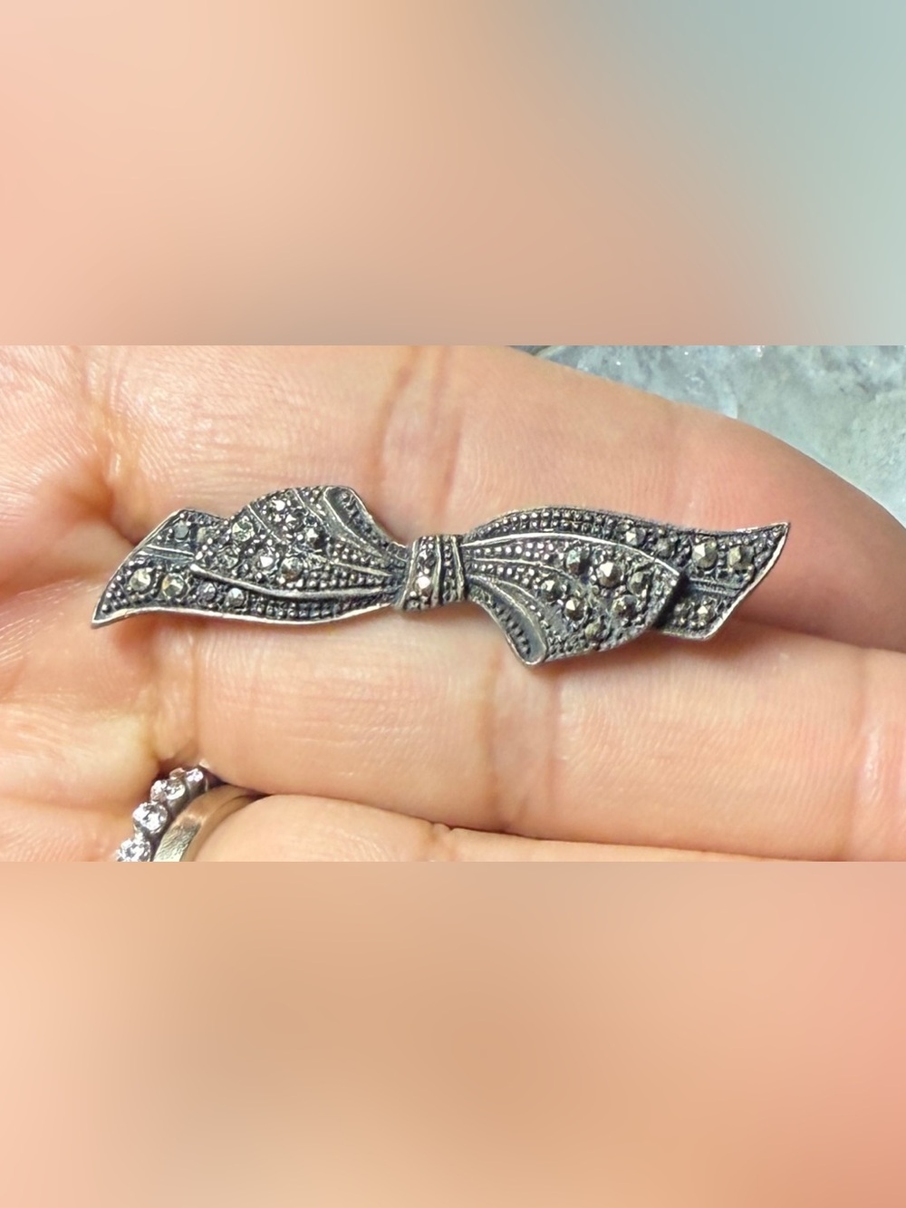 Vintage Sterling Silver Marcasite Brooch